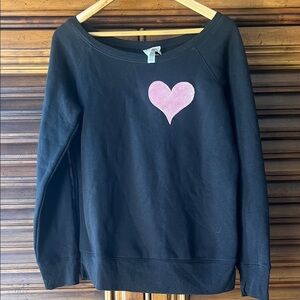 Love + Babmbii Black Scoopneck sweatshirt with Pink Heart